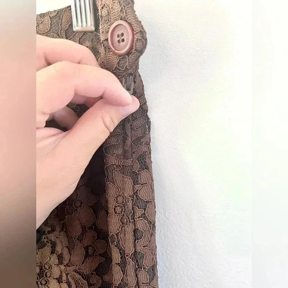 Moschino Cheap and Chic Brown Lace High Waisted Pants Made in Italy Size 10 - Picture 4 of 12